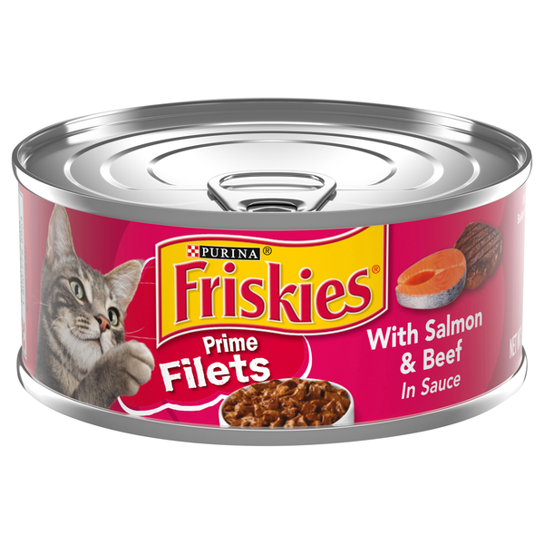 Save on Friskies Wet Cat Food Prime Filets with Salmon & Beef in Sauce