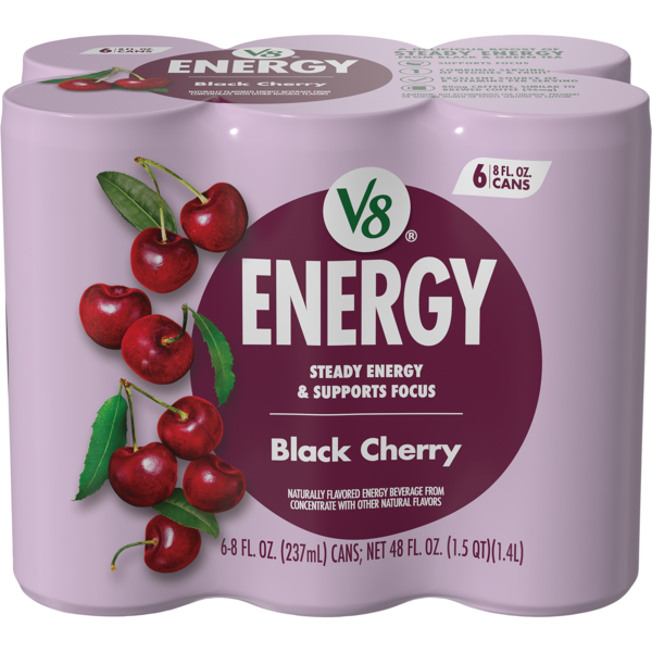 V8 +Energy Black Cherry Flavored Beverage - 6 pk