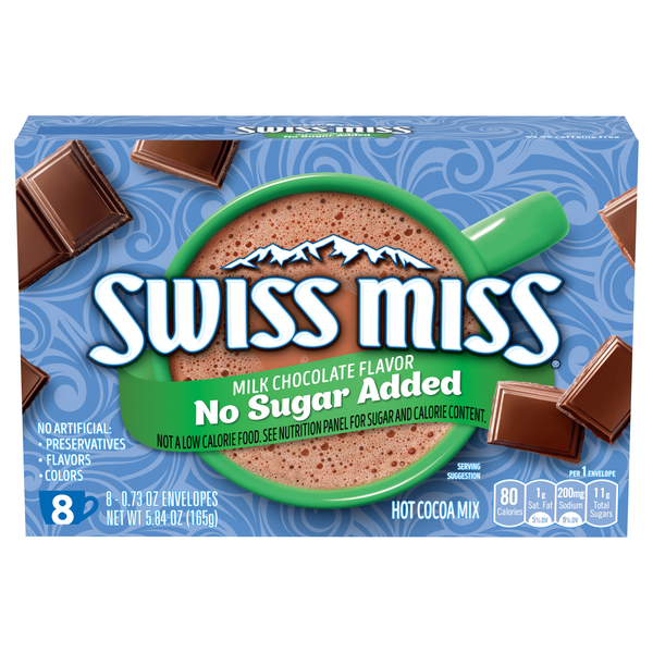 Swiss Miss No Sugar Added Milk Chocolate Flavor Hot Cocoa Mix - 8 ct