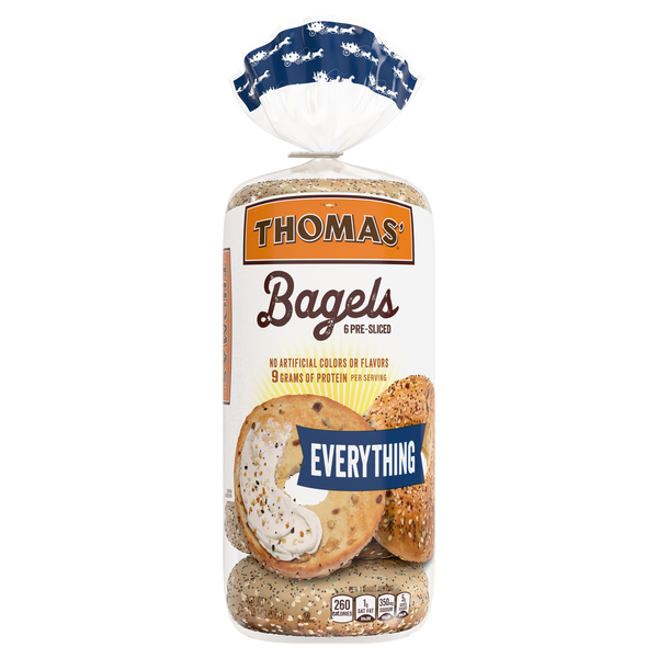Thomas' Everything Pre-Sliced Bagels - 6 ct