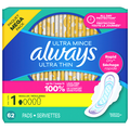 Always Ultra Thin Size 1 Unscented Regular Pads with Wings