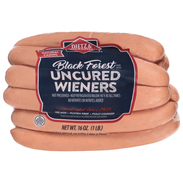 Dietz & Watson Natural Casing Black Forest Beef & Pork Wieners - 8 ct