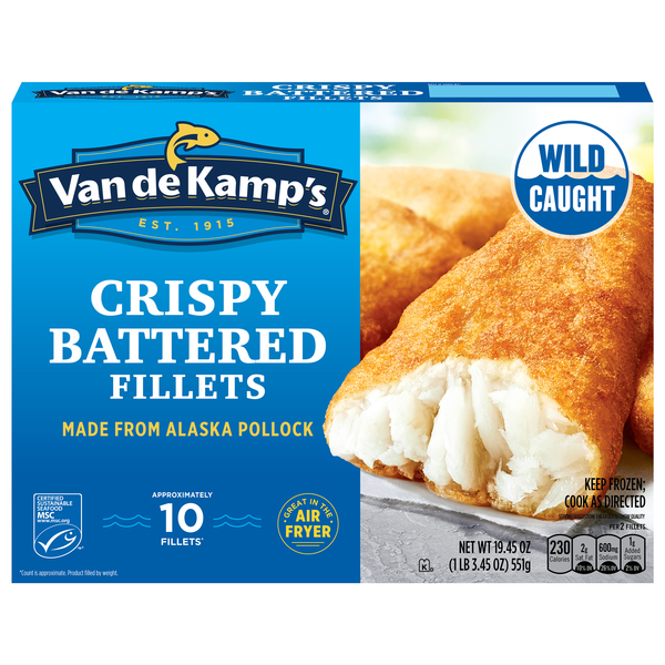 Van de Kamp's Wild Caught Crispy Battered Whole Fish Fillets - 10ct Frozen