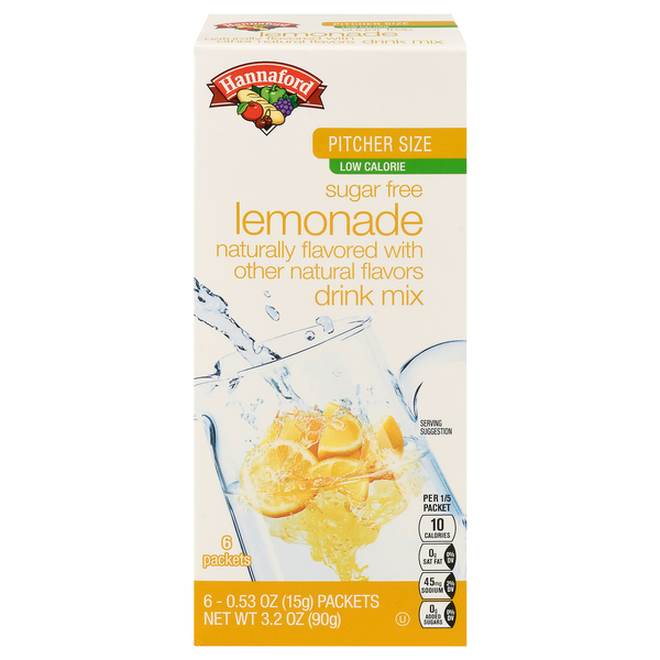 Hannaford Sugar Free Lemonade Drink Mix Pitcher Size - 6 ct