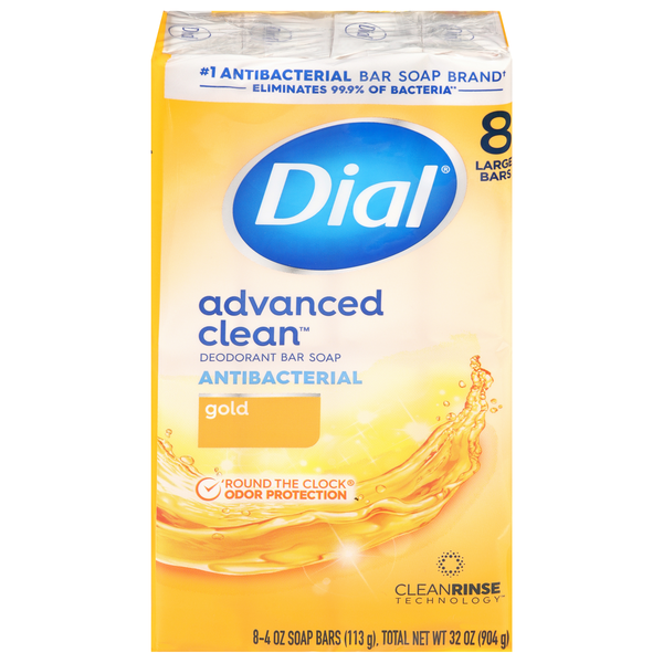 Dial Advanced Clean Gold Antibacterial Deodorant Soap Bars - 8 ct