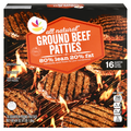 Our Brand Natural 80% Lean 20% Fat Ground Beef Patties - 16 ct Frozen