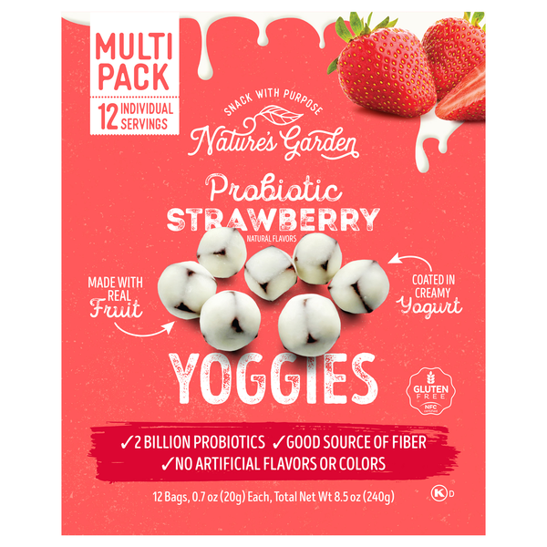 Nature's Garden Gluten Free Probiotic Strawberry Yoggies - 12 ct