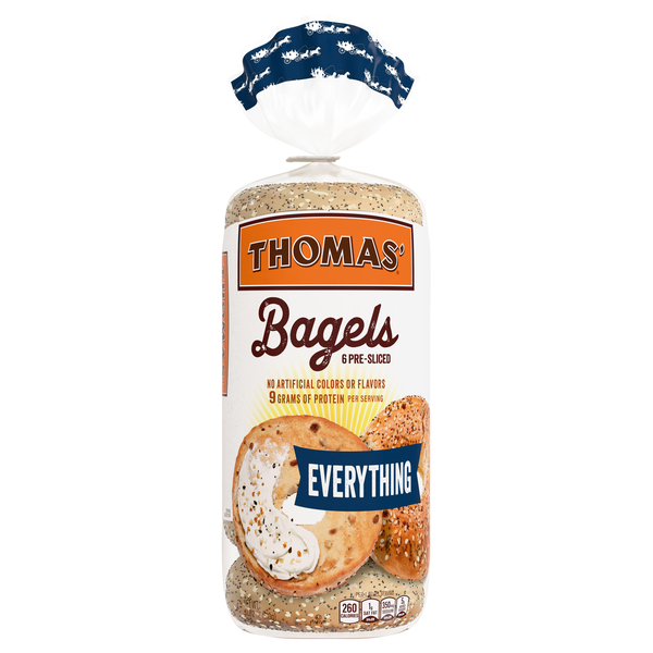 Thomas' Everything Pre-Sliced Bagels - 6 ct