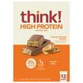 think! Creamy Peanut Butter High Protein Bars - 12 ct