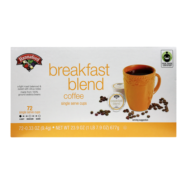 Hannaford Breakfast Blend Light Roast Single Serve Coffee Cups