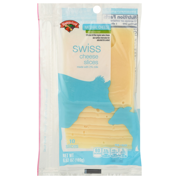 Hannaford Natural Reduced Fat Swiss Cheese Slices - 10 ct