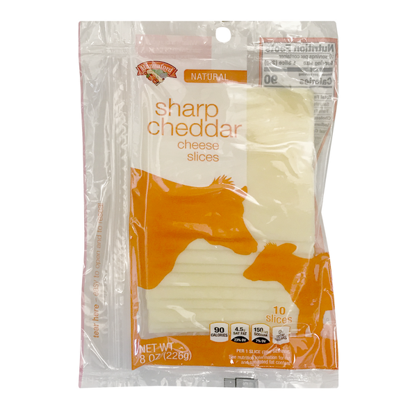Hannaford Natural Sharp White Cheddar Cheese Slices - 10 ct