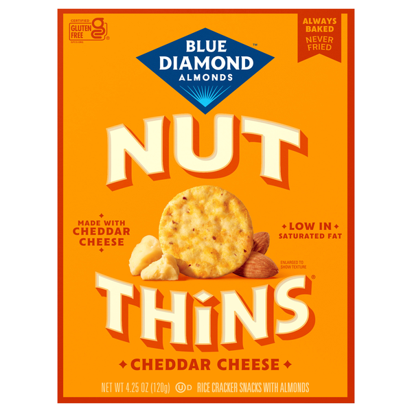 Blue Diamond Almond Nut-Thins Gluten Free Cheddar Cheese Rice Crackers