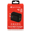 Dyno Charge 2 Port USB-A/USB-C Fast Charge Dual Wall Charger Black