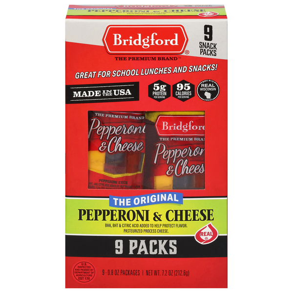 Bridgford The Original Pepperoni & Cheese Snack Packs - 9 ct