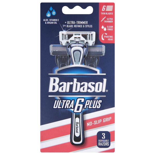 Barbasol Ultra 6 Plus Razors - 3 ct