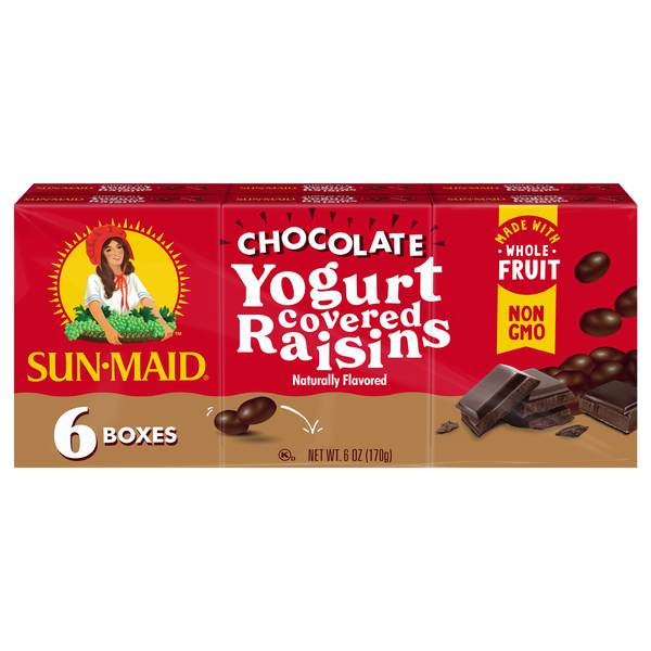 Sun-Maid Chocolate Yogurt Covered Raisins Boxes - 6 ct