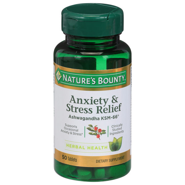Nature's Bounty Anxiety & Stress Ashwagandha KSM-66 Relief Tablets
