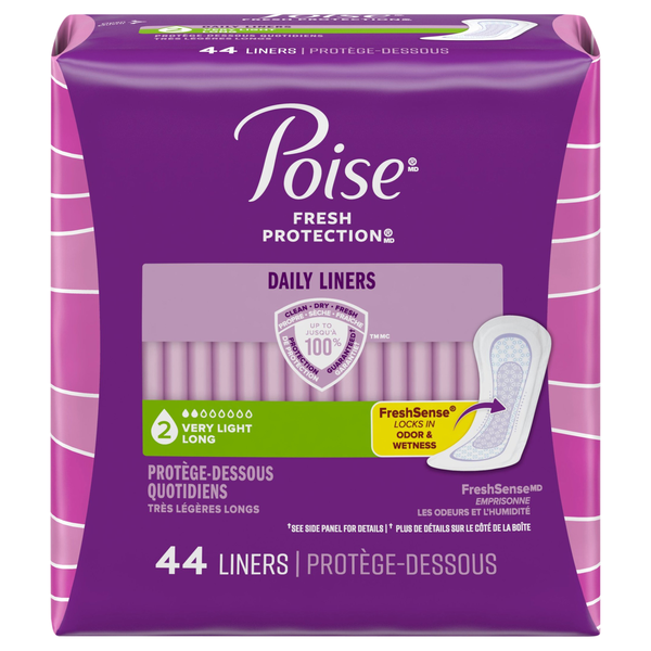 Poise Daily Incontinence Liners Long Length Very Light Absorbency