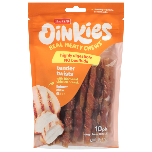 Hartz Oinkies Tender Twists Dog Chew Treats - 10 ct