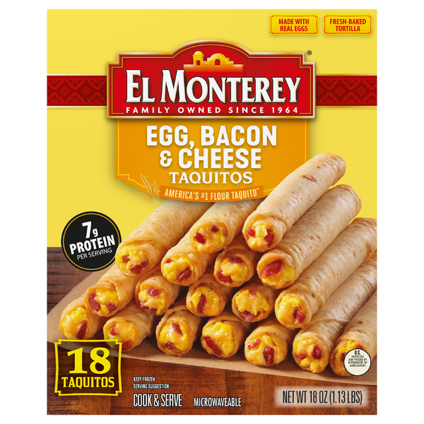 Save on El Monterey Taquitos Egg Bacon & Cheese 18 ct Frozen Order