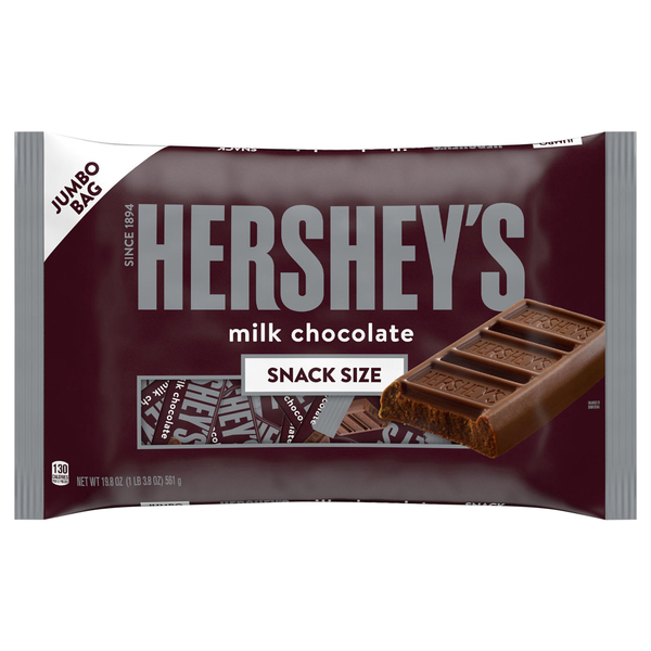 Hershey's Milk Chocolate Candy Bars Snack Size Jumbo Bag