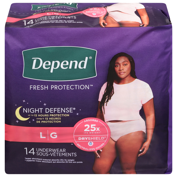 Save on Depend Women's Night Defense Incontinence Underwear Blush L ...