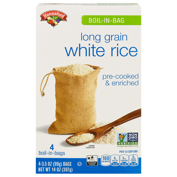 Hannaford Boil-in-Bag Precooked White Rice - 4 ct