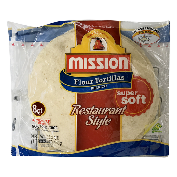 Mission Restaurant Style Super Soft Burrito Flour Tortillas 10 Inch - 8 ct
