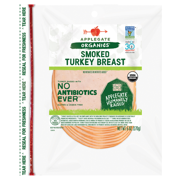 Applegate Organics Antibiotic Free Smoked Turkey Breast Sliced