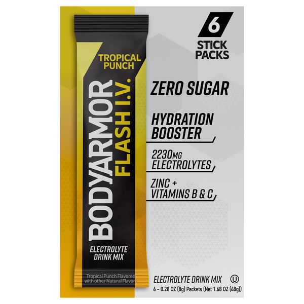 BODYARMOR Flash I.V. Tropical Electrolyte Drink Mix Sticks - 6 ct