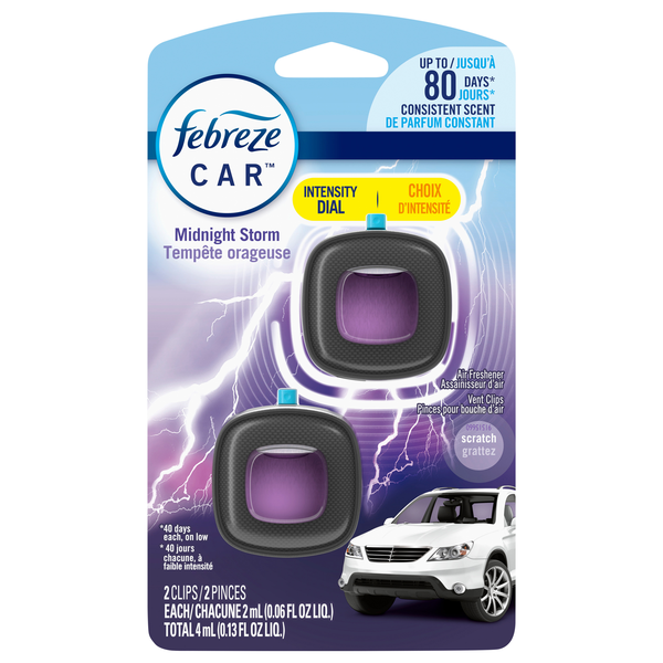 Febreze Car Midnight Storm Air Freshener Vent Clips - 2 ct