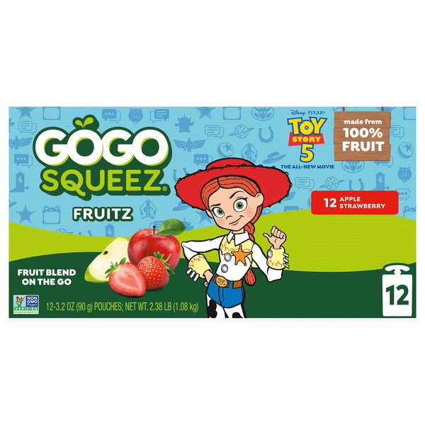 GoGo squeeZ Apple Strawberry Applesauce Pouches - 12 ct
