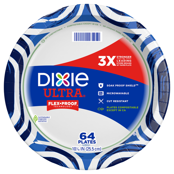 Dixie Ultra Flex-Proof Compostable Paper Plates 10 1/16 Inch