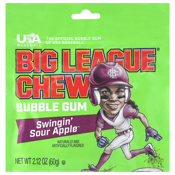 Big League Chew Swingin' Sour Apple Bubble Gum