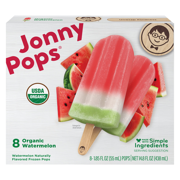 JonnyPops Organic Watermelon Ice Pops - 8 ct
