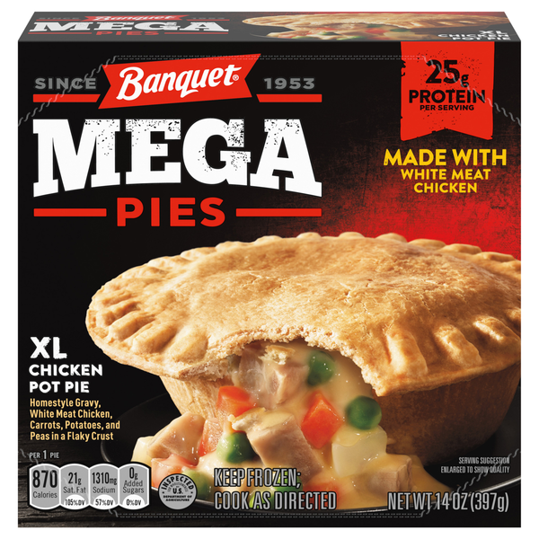 Banquet MEGA Pies XL Chicken Pot Pie 25g Protein Frozen Meal