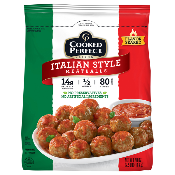 Cooked Perfect Bite Size Italian Style Meatballs - apx 80 ct Frozen