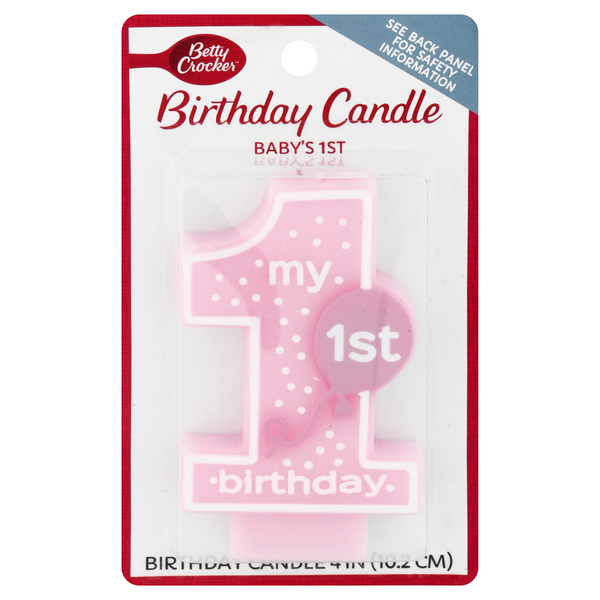 Betty Crocker Baby's 1st Pink Birthday Candle 4 Inch
