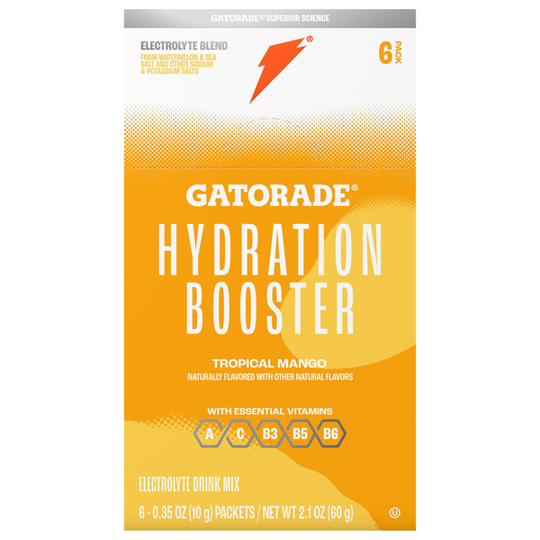 Gatorade Hydration Booster Tropical Mango Electrolyte Drink Mix - 6 ct
