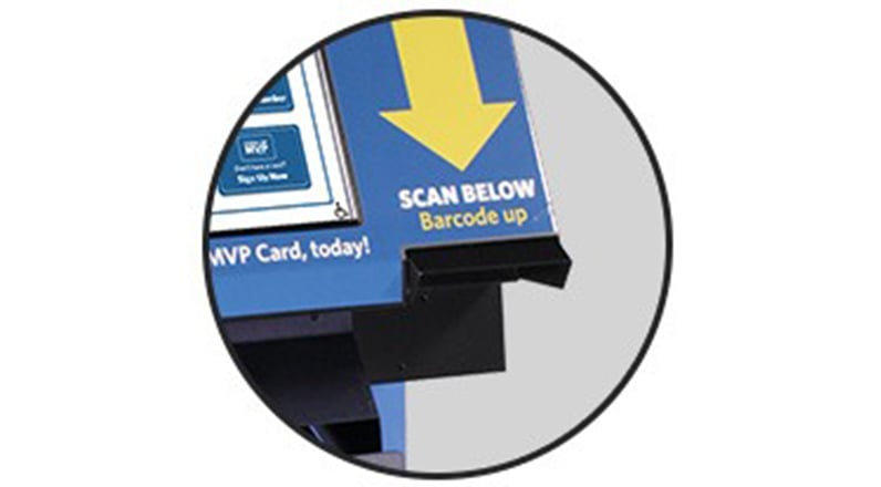 closeup of in store savings kiosk