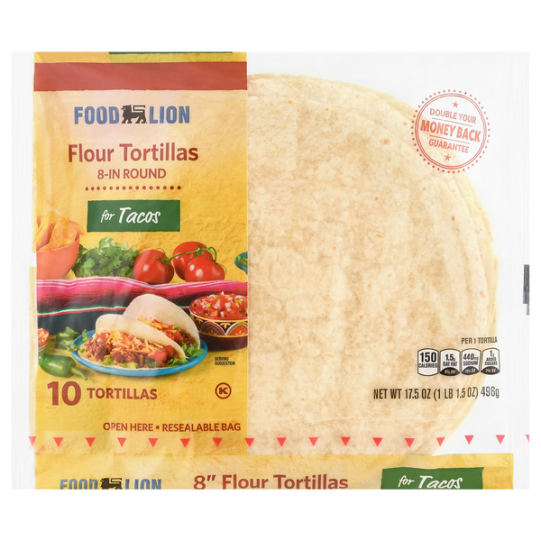 Food Lion Flour Tortillas for Tacos 8 Inch - 10 ct