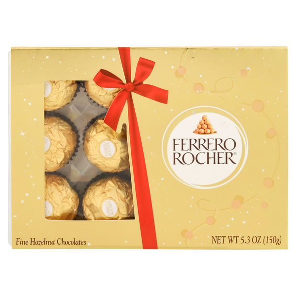 Ferrero Rocher Christmas Hazelnut Chocolate Candy Gift Box - 12 ct