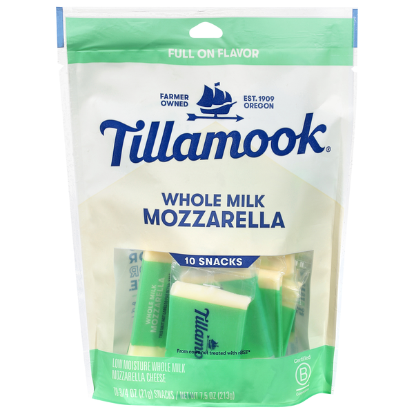 Tillamook Whole Milk Mozzarella Cheese Snacks - 10 ct