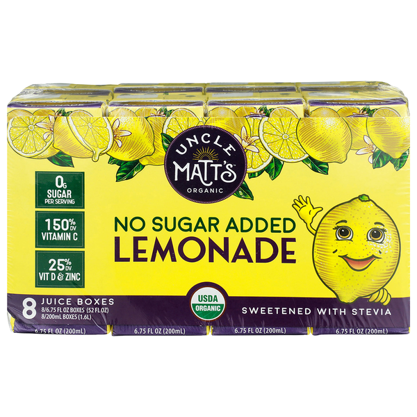 Uncle Matt's Organic No Sugar Added Lemonade Boxes - 8 pk