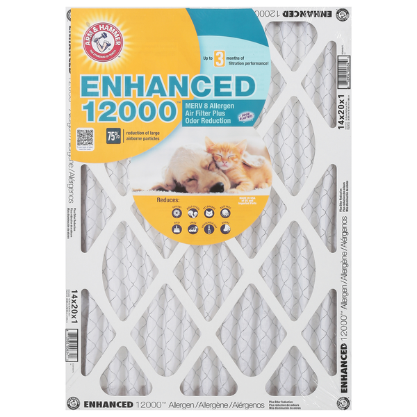 Arm & Hammer Enhanced 12000 MERV 8 Allergen Air Filter 14x20x1
