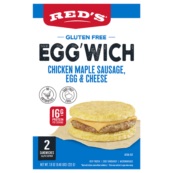 Red's Gluten Free Egg'Wich Chicken Maple Sausage Egg & Cheese - 2 ct