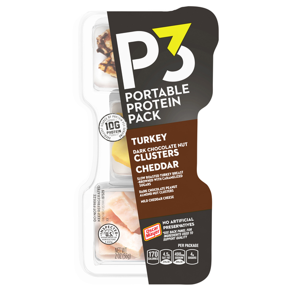 P3 Portable Protein Pack Turkey Dark Chocolate Nut Clusters & Cheddar