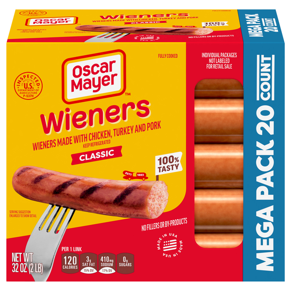 Oscar Mayer Uncured Turkey Chicken & Pork Wieners Mega Pack - 20 ct