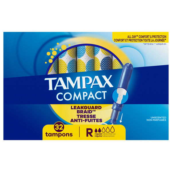 Tampax Pocket Pearl Unscented Regular Compact Tampons